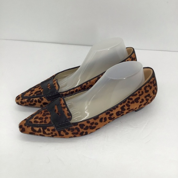 Talbots Leather Calf Hair Animal Print Point Toe Loafer Flats Bus Casual Size 7 - Picture 1 of 10